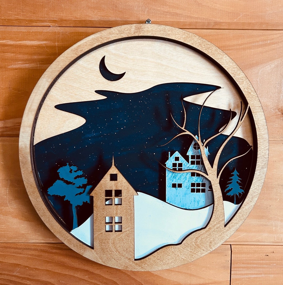 Melrose International Carved Wood Winter Village Wall Art 19