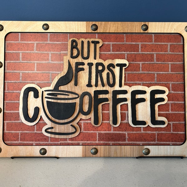 But First Coffee Sign - Wall Decor Cafe Sign - Wood Wall Art