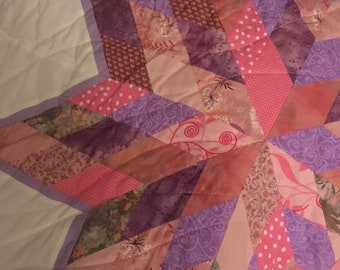 Quilted Bedspread Patchwork Pink Purple Gift for Her