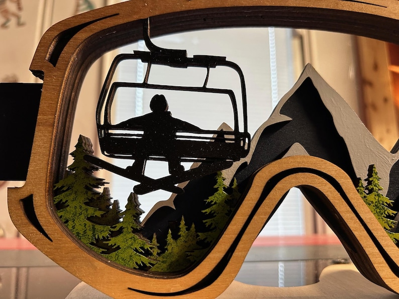 Wood Layered Ski Goggles Wall Art | Winter Sport Decor - Etsy