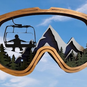 Wood Layered Wall Art | Chairlift Snowboarders And Skier Winter Sport Decor | Ski Snowboard Winter Sport Decor