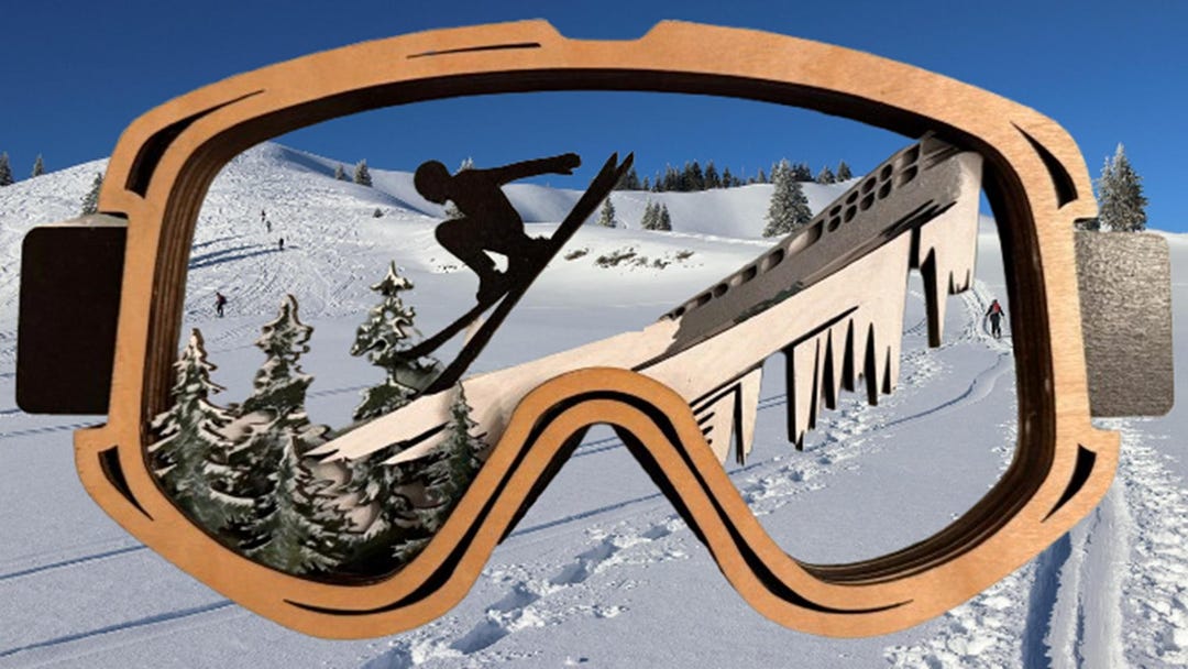 Wood Layered Ski Jump Goggles Wall Art | Winter Sports Decor - Etsy
