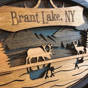 3D Laser Cut Wall Art | Rustic Forest Deer Design | Personalization Available
