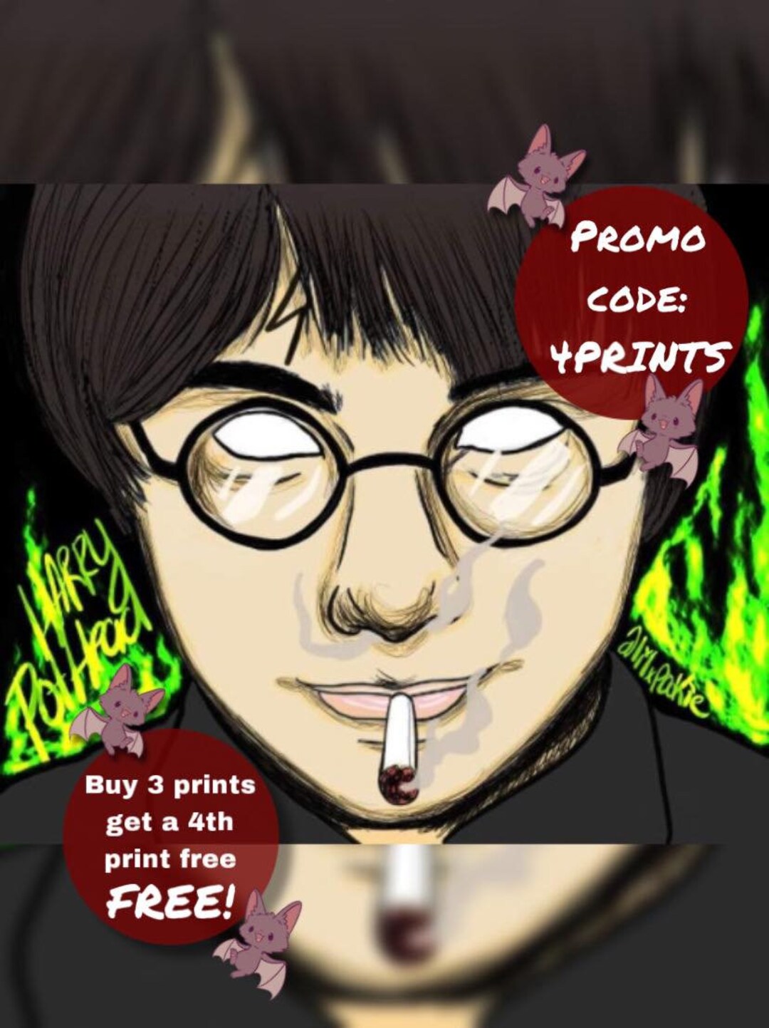 Harry Pothead Goblet Fire Horror Art Unframed Poster Wall Art Etsy