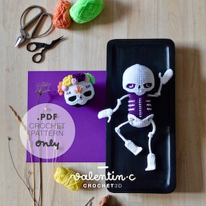 CATRINA、骸骨 - Día de los Muertos - かぎ針編みパターンのあみぐるみ - valentin.c