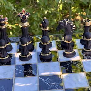Large Chess Set - Personalized Chess Set Gift for Christmas - Christmas Gift for Him - Gift for Husband - Custom Chess Board