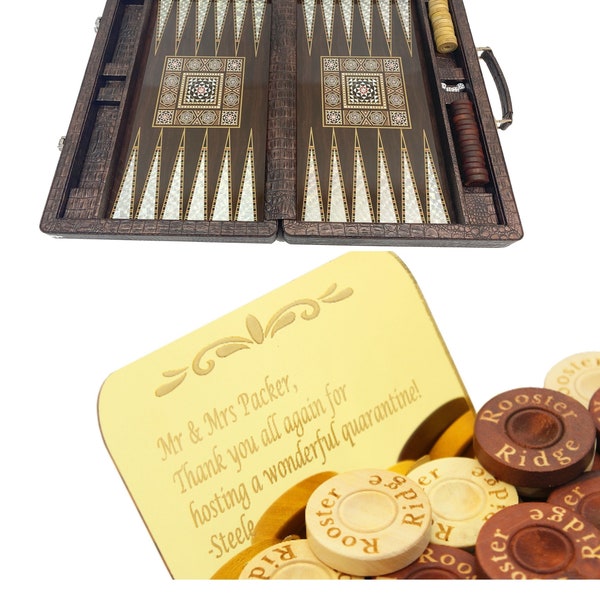 Gepersonaliseerde lederen bedekte backgammon set - Backgammon voor verjaardagscadeau - Aangepast cadeau voor 40e verjaardag - Valentijnsdag cadeau voor man