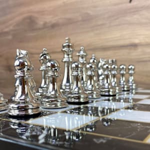 Personalized Chess Set - Luxury Chess Game - 14 Inch Custom Board Game - 8 Inch Wooden Chess Board Set - Personalized Wedding Gift