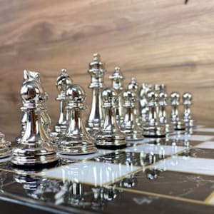 Personalized Chess Set - Luxury Chess Game - 14 Inch Custom Board Game - 8 Inch Wooden Chess Board Set - Personalized Valentines Day Gift