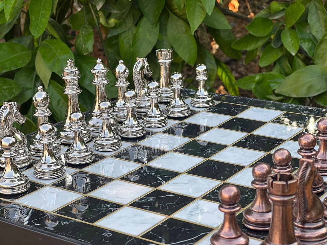 Personalized Chess Board - Marble Patterned Chess Set - Chess Gift for ...