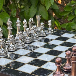 Personalized Chess Board - Marble Patterned Chess Set - Chess Gift for Husband - Custom Chess for Boyfriend - Personalized Christmas Gift