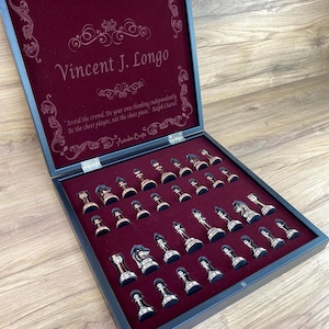 Marble Design Chess Set with Storage - Custom Birthday Gift for Boyfriend - Personalized Birthday 20th Gifts for Him - Wooden Chess Game Set