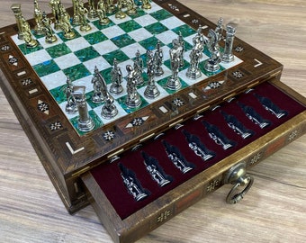 Vip Chess Set - Birtday Gift for Him - Chess Set with Storage - Birthday Gifts for Husband - Custom Chess with Chess Figures - Gifts for Him