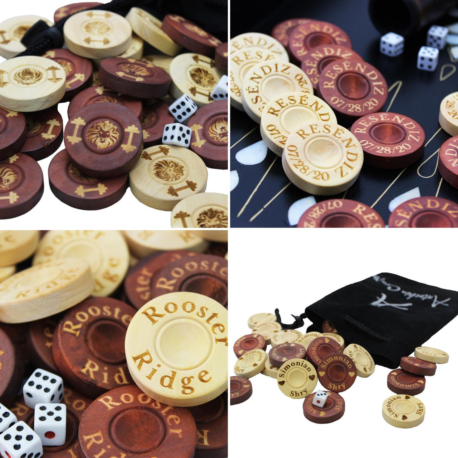Custom Backgammon Chips Personalized Backgammon Pieces Etsy