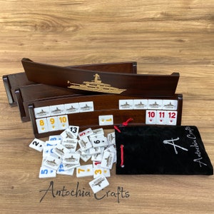 Personalisiertes Rummy Set - Personalisiertes Rummikub Brettspiel Set - Weihnachtsgeschenk für Ihn - Personalisiertes Rummy Spiel Set - Ovales Rummikub Brett