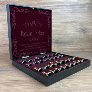 Custom Chess Set with Gold Chess Pieces - Custom Wedding Gift - Personalized Chess Board - Engraved Chess - Annivesary Gift for Husband