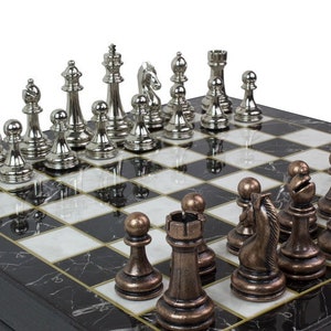 Personalized Chess Set - Personalized Gift for Him - Custom Luxury Chess Set - Marble Plated Custom Chess - Anniversary Gift for Husband