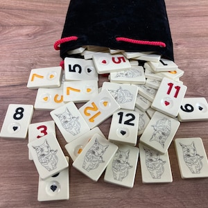 Cream Rummy Tiles - Personalized Rummikub Tiles - Custom Rumicube Game - Custom Wedding Anniversary Gift for Her/Him - Cream RummikubTiles