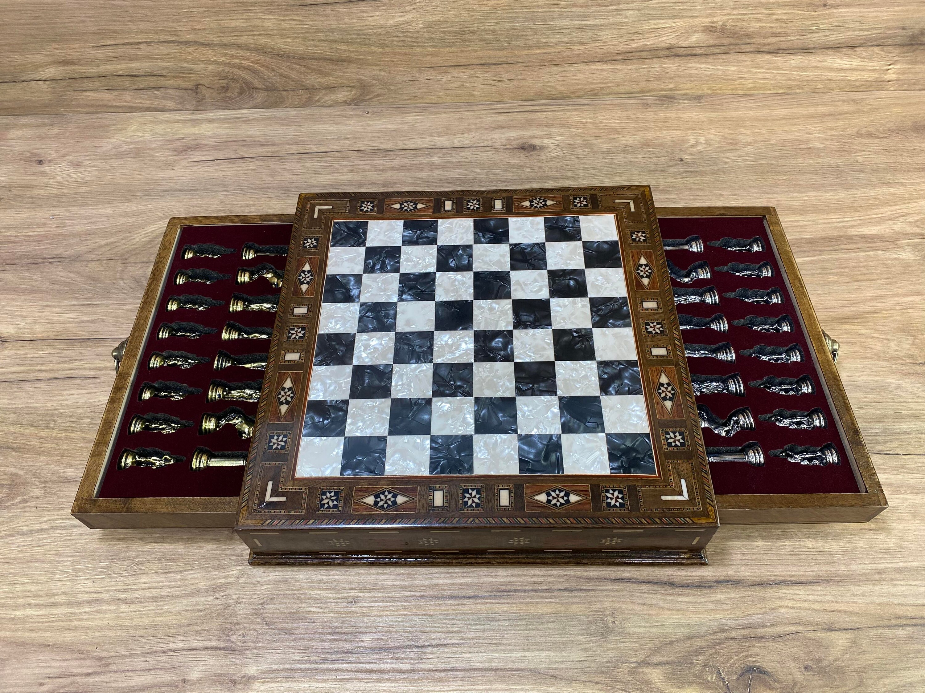 Large Chess Set - Personalized Luxury Custom Gift For Husband Wooden Board  Metal Figures Birthday Him - Yahoo Shopping