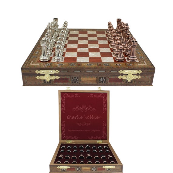 11.4 Inches Chess Set Personalized Wooden Chess Set Metal 