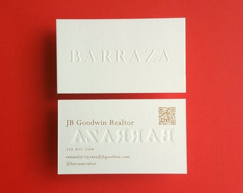 Embossed Cotton Business Cards - 45pt (750gsm) - [Front] 1 Emboss (Not Colors) / [Back] 1 Foil Stamping - Customized = FREE Shipping