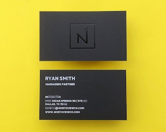 Black Business Cards 38pt (700gsm) - Foil Stamping, Embossing, Debossing  _ Customized = FREE Shipping