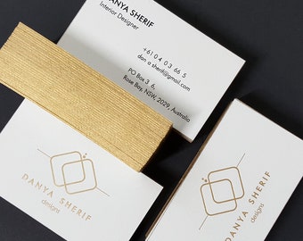 Gold Painted Edge - Cotton Business Cards 45pt(750gsm) - Foil Stamping, Embossing, Debossing - Customized = FREE Shipping