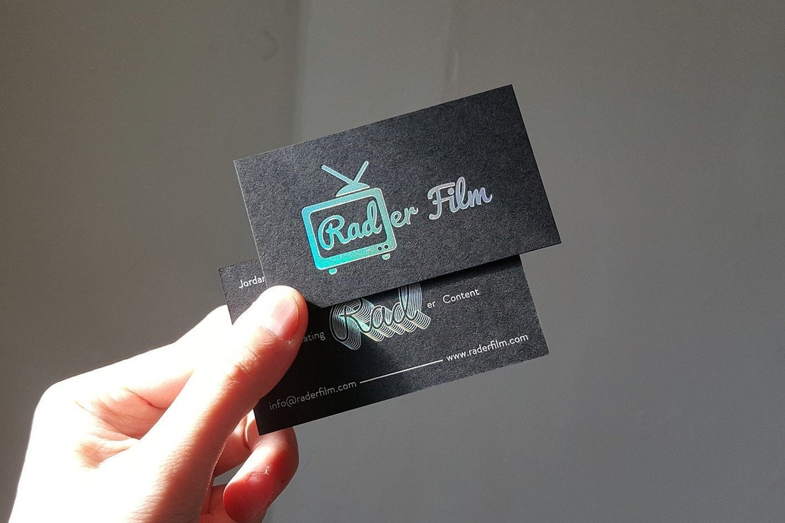 Thick Black Business Cards 700gsm 38pt Foil Stamping Etsy