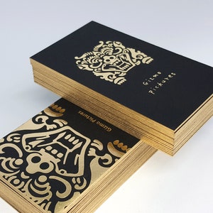 Gold Painted Edge - Black Business Cards 38pt(700gsm) - Foil Stamping, Embossing, Debossing _ Customized = FREE Shipping