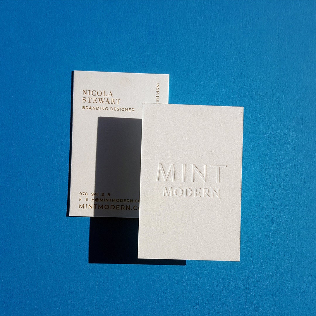 Debossed Cotton Business Cards 45pt 750gsm Deboss & Foil Customized