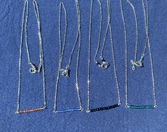 Delicate Bar Necklaces - 18 inch, Silver