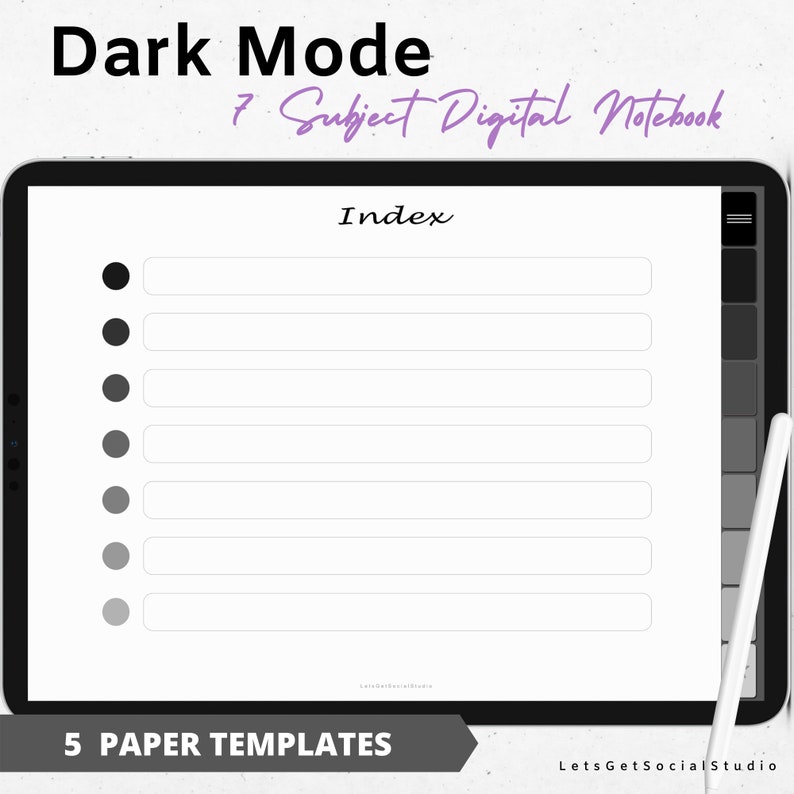 Landscape Grey Digital Notebook 7 Subject Notebook Student Etsy