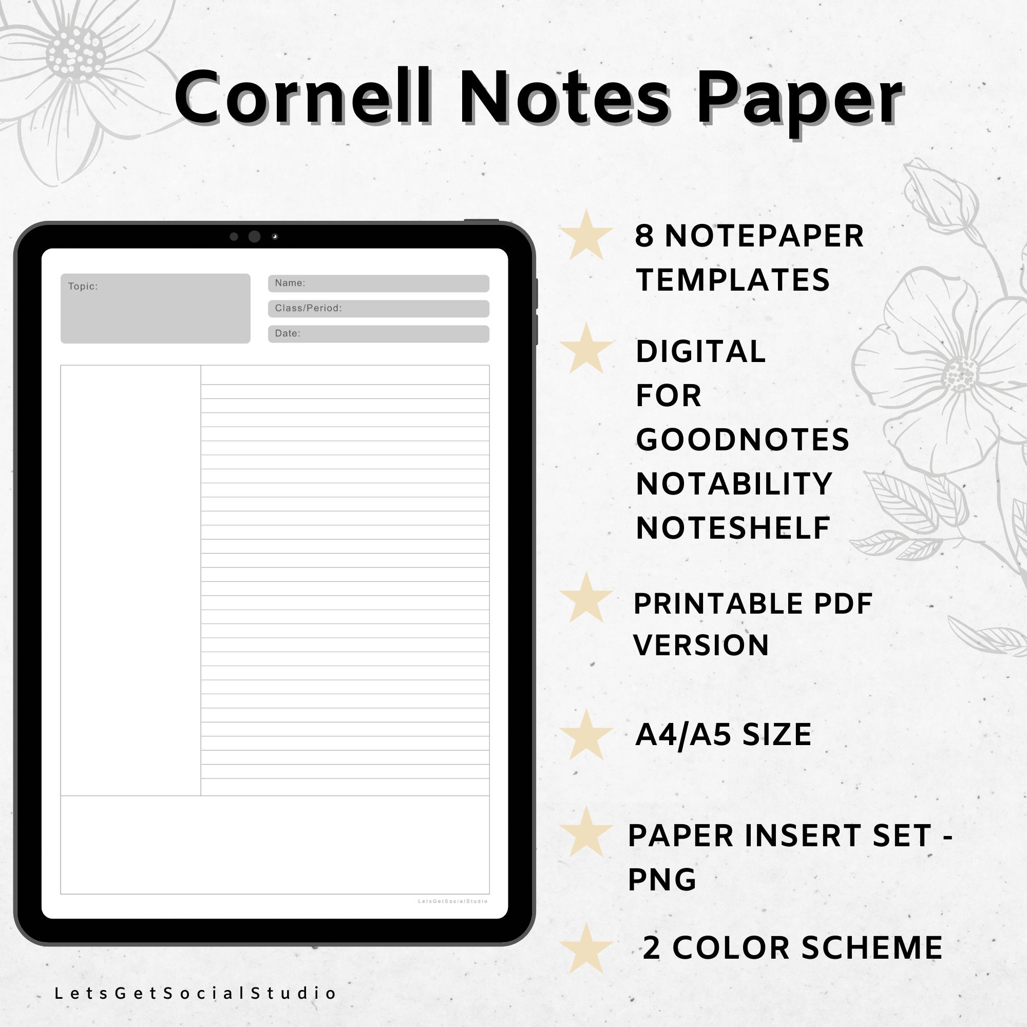 Printable Cornell Note Template PDF Productivity Note Taking Etsy printable-cornell-note-template-pdf-productivity-note-taking-etsy