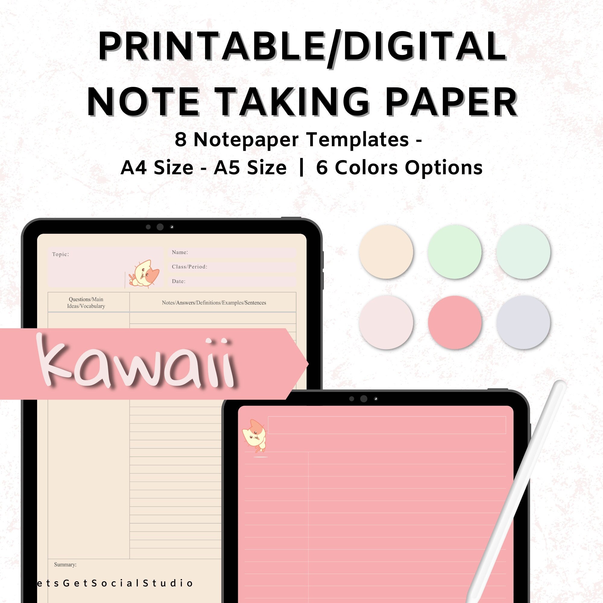 Cute Colorful Digital Cornell Notes Templates Digital Note - Etsy Australia