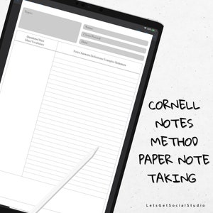 Printable Cornell Note Template PDF Productivity Note Taking - Etsy