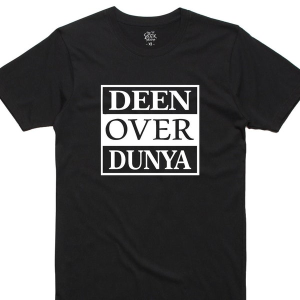 Deen Over Dunya, Chemise Deen, T-shirt Deen, Islam, Chemises unisexes, Cadeau de l’Aïd, Chemise Sunnah, Cadeau de l’Aïd, Chemise Dunya, Cadeau islamique, Cadeau halal