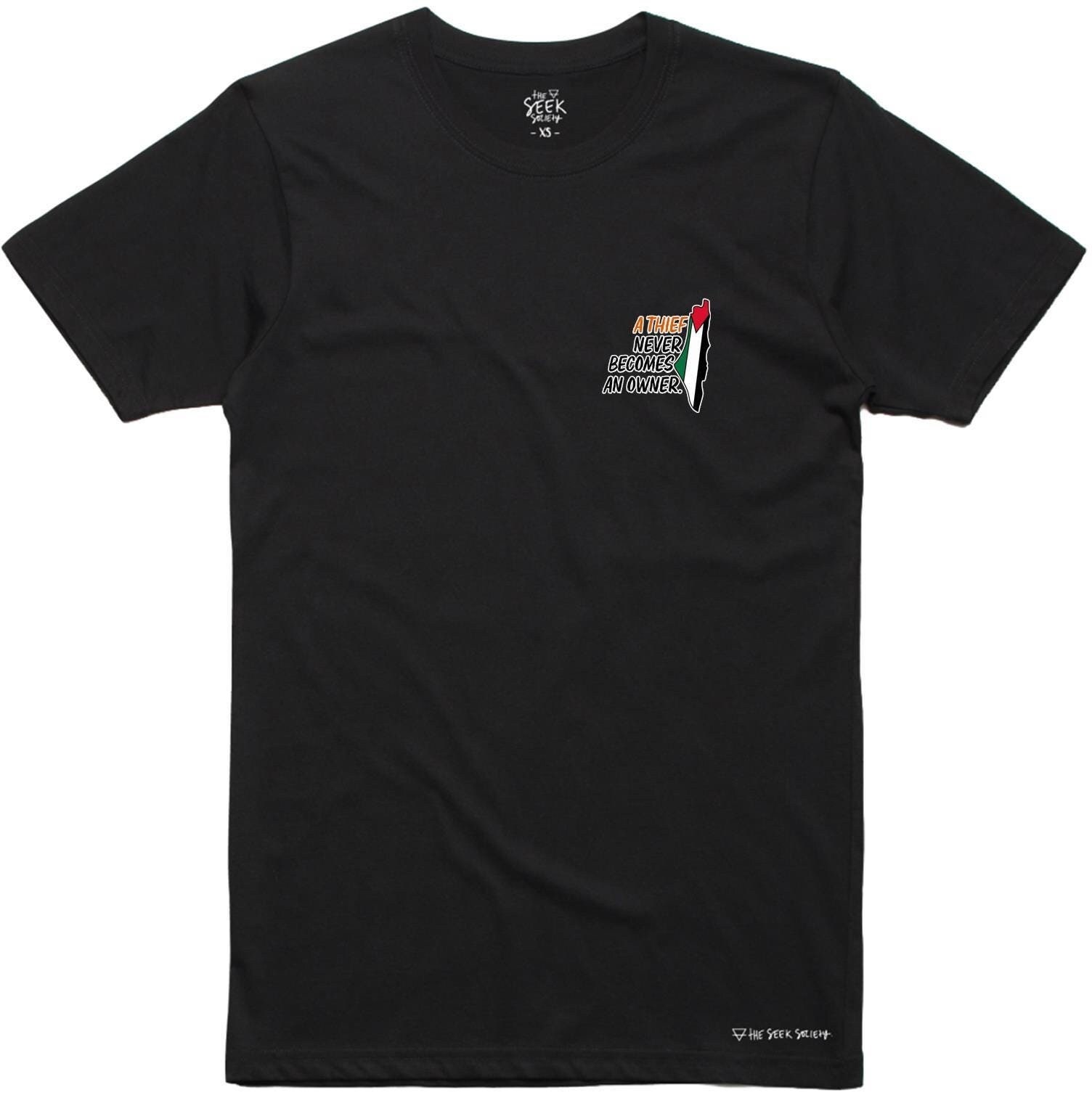 Camiseta com a bandeira da Palestina: Camiseta unissex com estampa de declaração