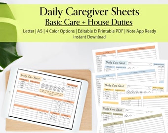 Daily Care Log for Family Caregivers - Track Meds, ADLs, Respite (Digital Download)
