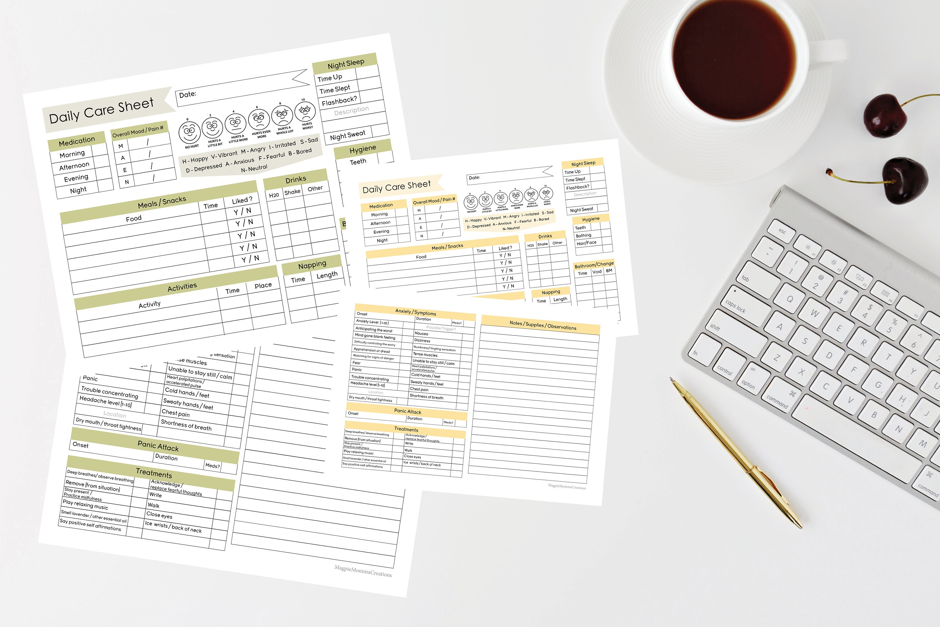 PTSD Printable Daily Care Sheet Anxiety Tracker Veteran - Etsy