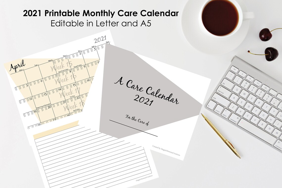Printable Monthly Care Calendar Caregiver Calendar Doctor Etsy
