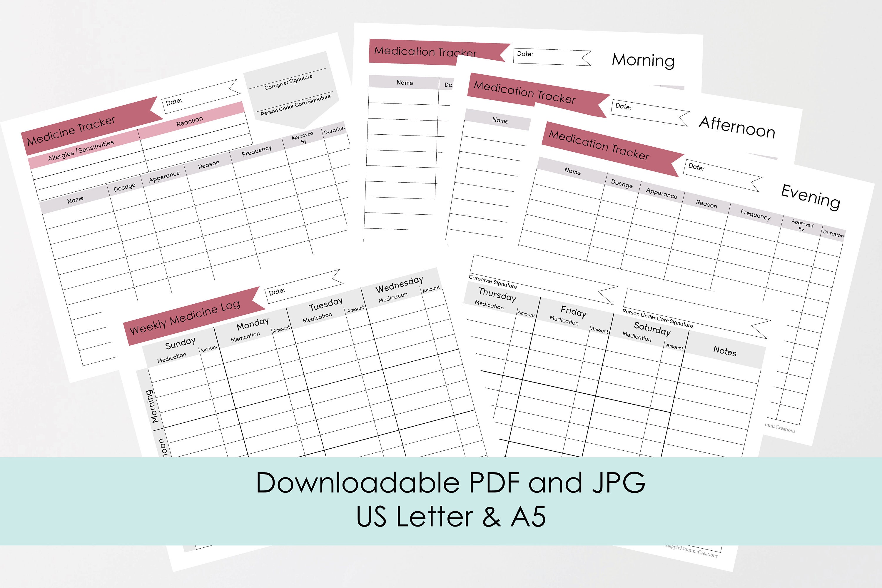 Printable Medication Tracker Weekly Medication Refill | Etsy