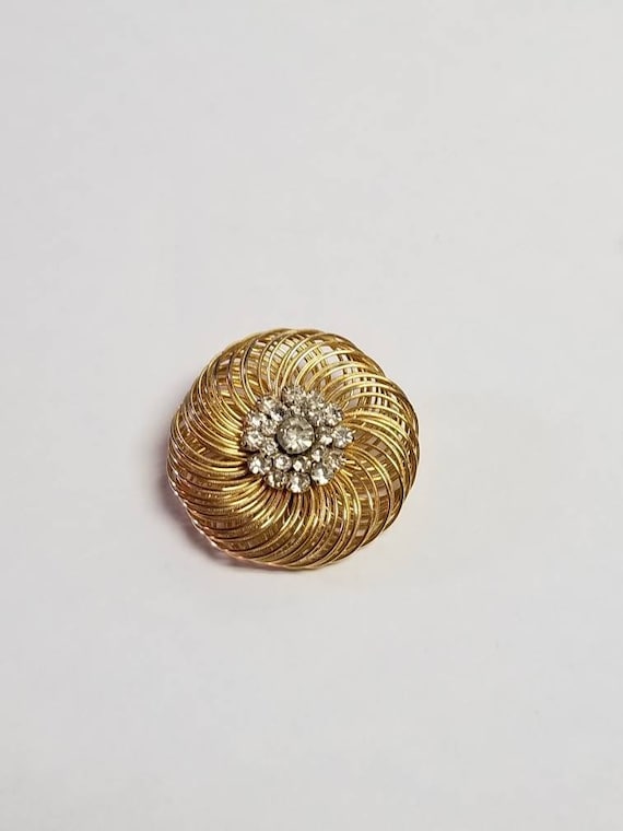 Vintage Weiss Gold and Rhinestone Floral Brooch