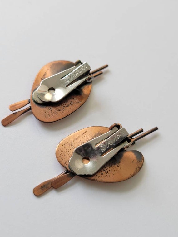 Renoir Copper Earrings Vintage Abstract Palette D… - image 5