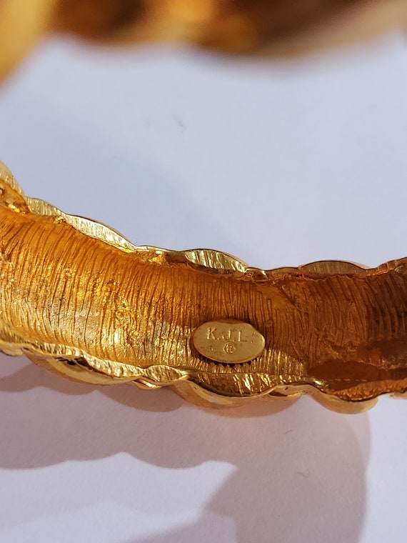 Gold Plated KJL Kenneth Jay Lane Vintage Bangle B… - image 3