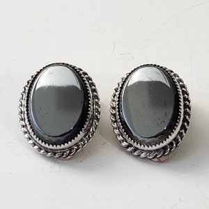 Vintage Whiting and Davis Faux Black Onyx Earrings