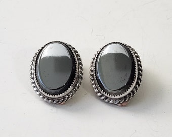 Vintage Whiting and Davis Faux Black Onyx Earrings