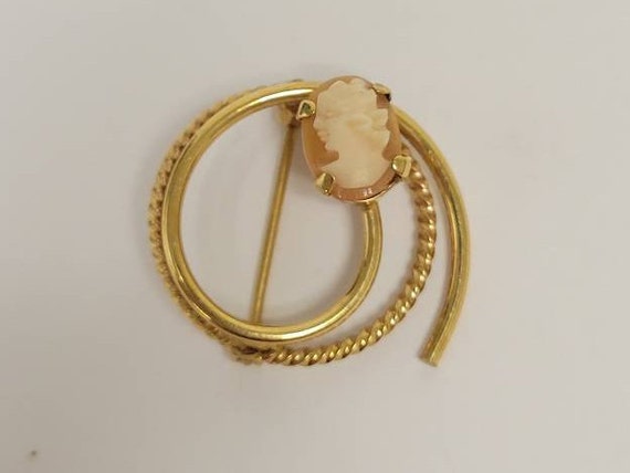 Vintage 12k Gold Filled Cameo Brooch - image 6