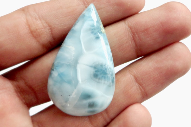 Blue Larimar Pectolite Gemstone Natural Dominican Republic Caribbean Cabochon Jewelry Making Supply Healing Stone Crystal Best Quality 17371
