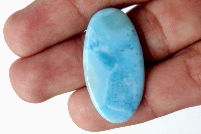 Blue Larimar Pectolite Gemstone Natural Dominican Republic Caribbean Cabochon Jewelry Making Supply Healing Stone Crystal Best Quality 17371