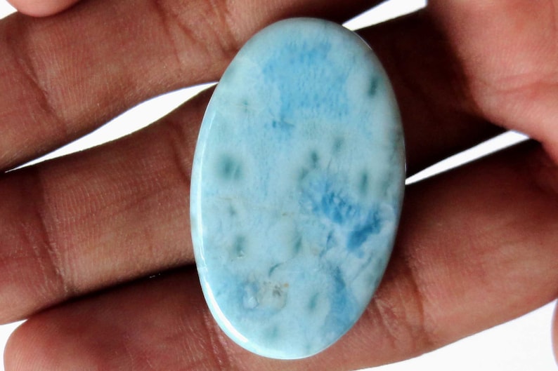 Blue Larimar Pectolite Gemstone Natural Dominican Republic Caribbean Cabochon Jewelry Making Supply Healing Stone Crystal Best Quality 17371